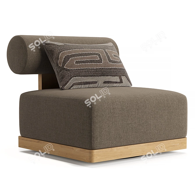 Restoration Hardware Teak Swivel Lounge Chair 3D model image 1