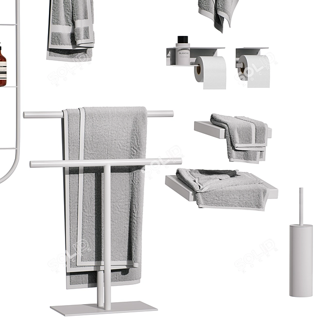 Smooth Modern Bathroom Decor Set 3D model image 11