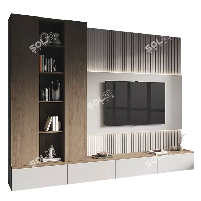 Modern TV Wall Set 140 3D model image 1