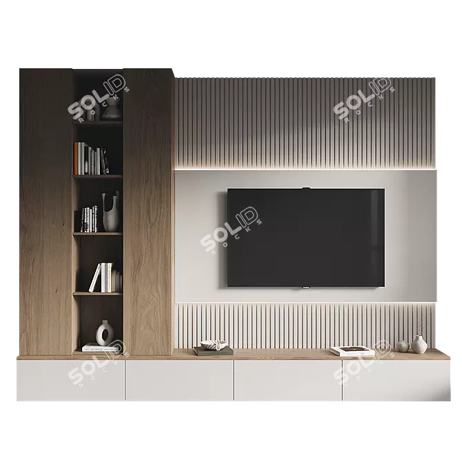 Modern TV Wall Set 140 3D model image 2