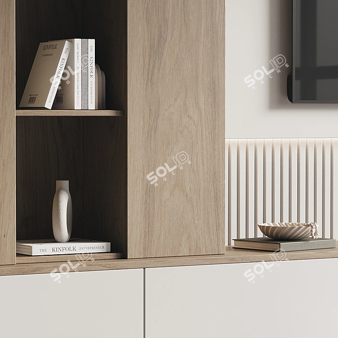 Modern TV Wall Set 140 3D model image 3