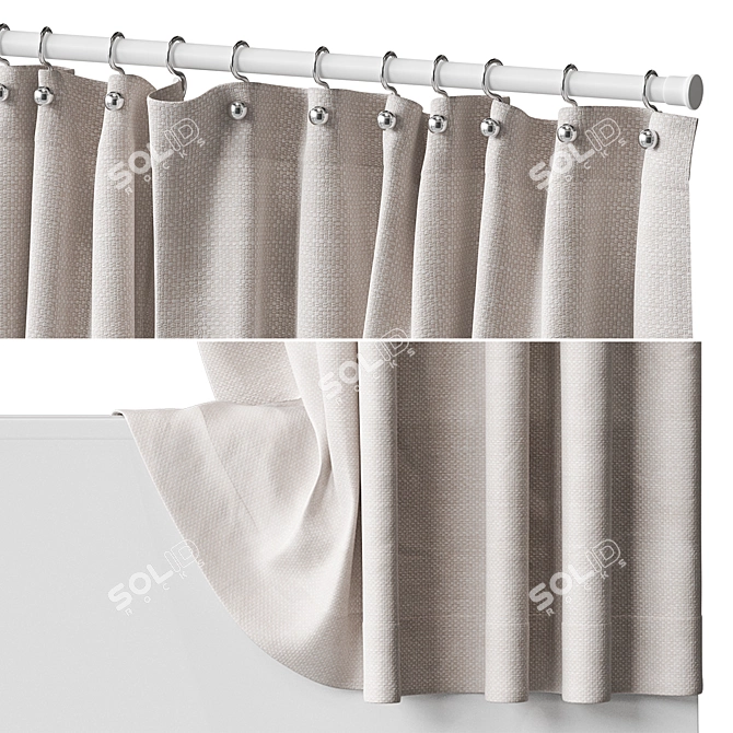 Decorative Fabric Shower Curtain Kit 3D model image 3