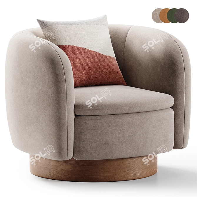 Muir Camel Velvet Swivel Chair 3D model image 1