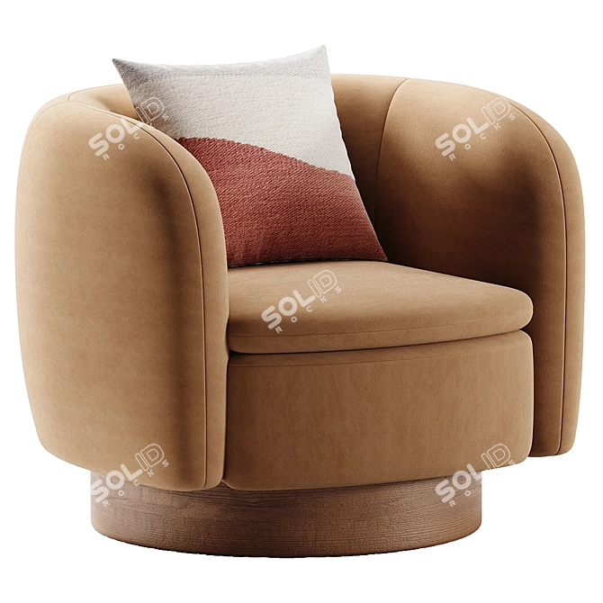 Muir Camel Velvet Swivel Chair 3D model image 2