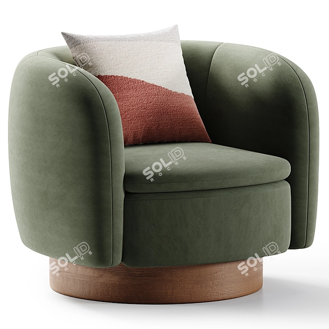 Muir Camel Velvet Swivel Chair 3D model image 3