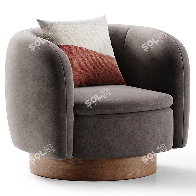 Muir Camel Velvet Swivel Chair 3D model image 4