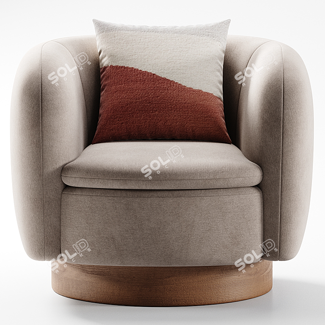 Muir Camel Velvet Swivel Chair 3D model image 5