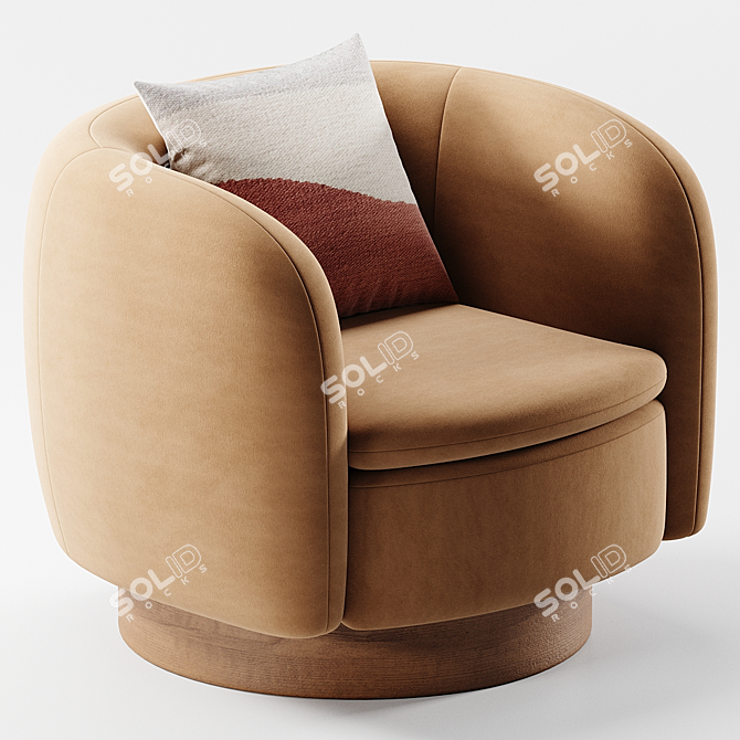 Muir Camel Velvet Swivel Chair 3D model image 6