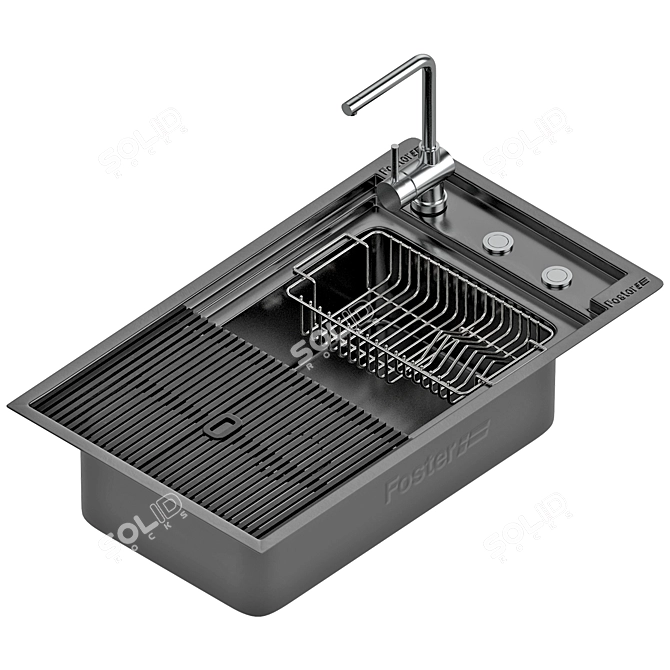 Translated from Russian: "раковина OUTLINE от Foster"

Title: Minimalist Stainless Steel Sink 3D model image 1