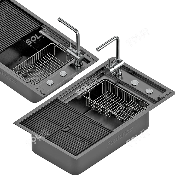 Translated from Russian: "раковина OUTLINE от Foster"

Title: Minimalist Stainless Steel Sink 3D model image 6