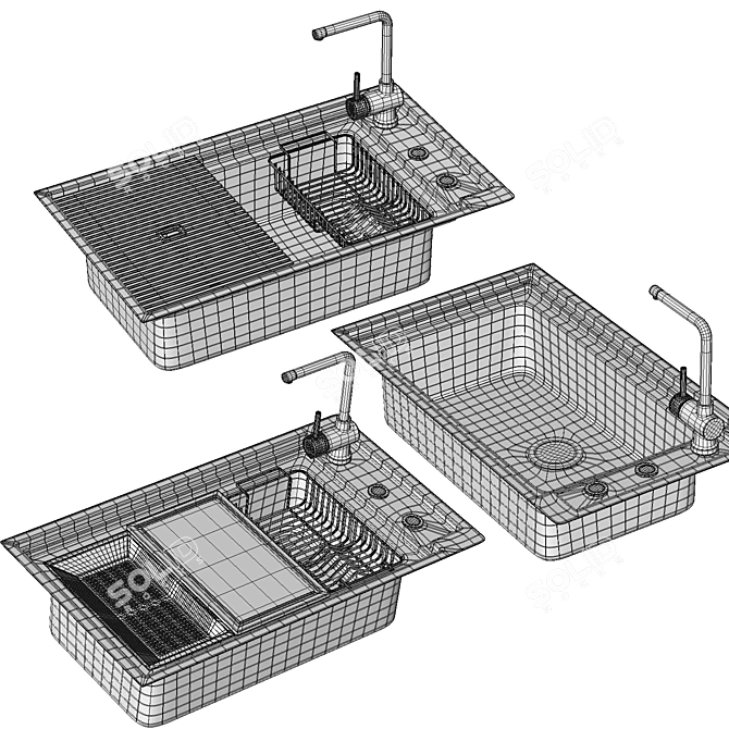 Translated from Russian: "раковина OUTLINE от Foster"

Title: Minimalist Stainless Steel Sink 3D model image 7