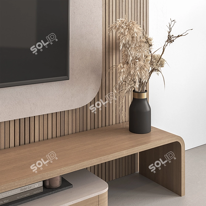 Modern Wooden TV Wall Stand 3D model image 3