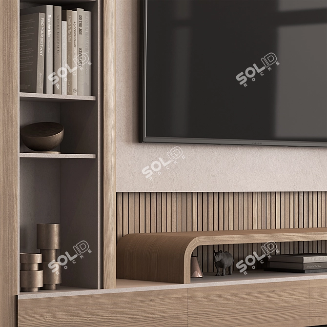 Modern Wooden TV Wall Stand 3D model image 4