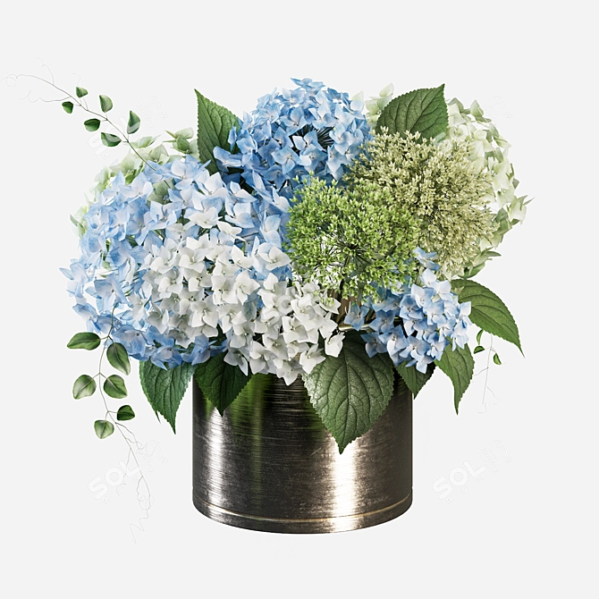 Hydrangea Vase Bouquet with Textures 3D model image 1