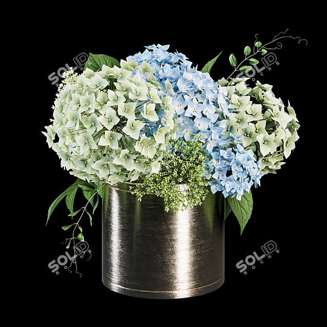 Hydrangea Vase Bouquet with Textures 3D model image 4