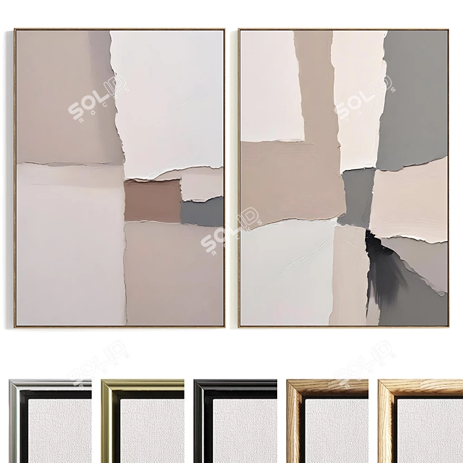 Dual Plaster Photo Frame Set 3D model image 1