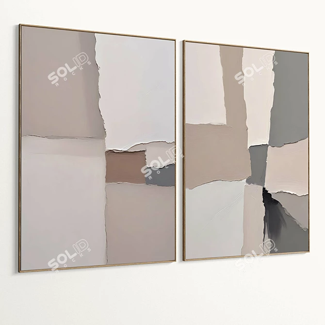 Dual Plaster Photo Frame Set 3D model image 2