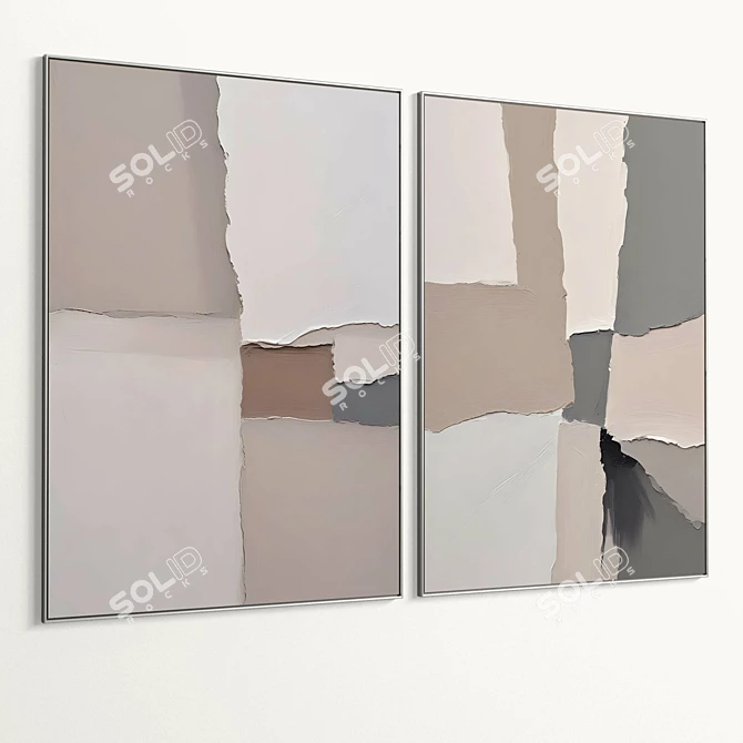 Dual Plaster Photo Frame Set 3D model image 6