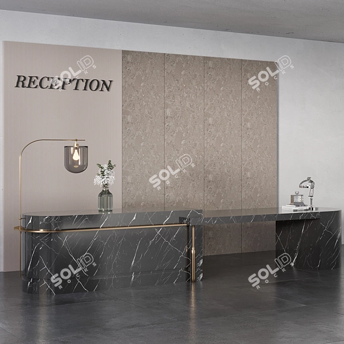 Sleek Modern Reception Desk Design 3D model image 1