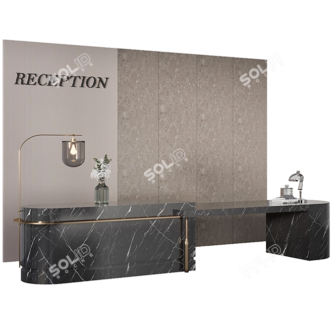 Sleek Modern Reception Desk Design 3D model image 2