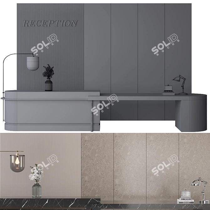 Sleek Modern Reception Desk Design 3D model image 7