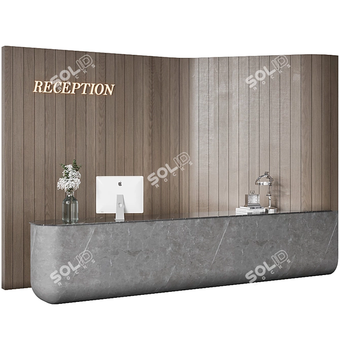 Modern Reception Desk Design 3D 3D model image 2