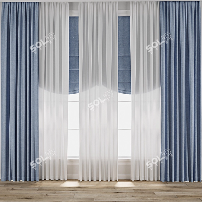 Texture-Enhanced 3D Curtain Model 3D model image 1