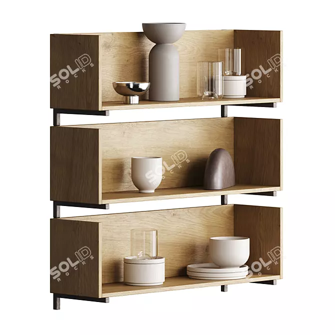 Minimalist Stack Shelf Decor Set 3D model image 1