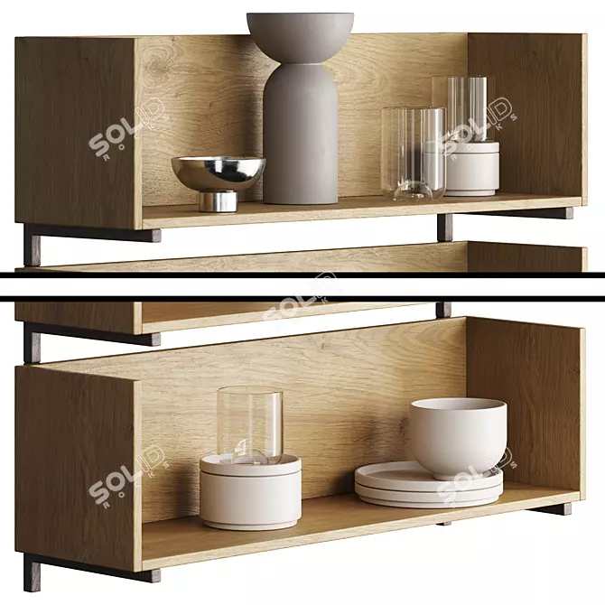 Minimalist Stack Shelf Decor Set 3D model image 3