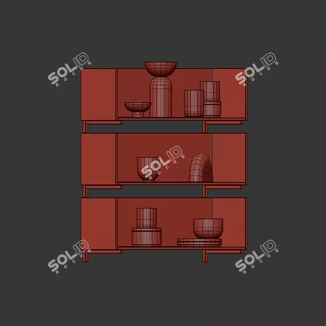 Minimalist Stack Shelf Decor Set 3D model image 4