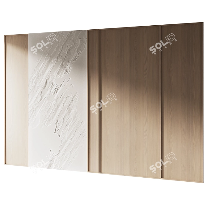 Stone and Wood Decorative Wall 3D model image 2