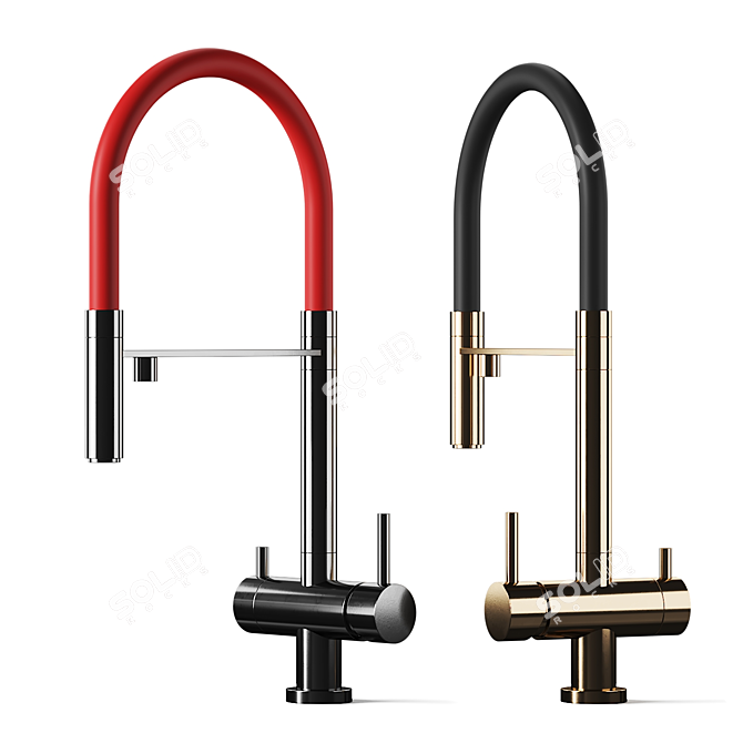 Sleek Kanto Kitchen Mixer Tap 3D model image 4