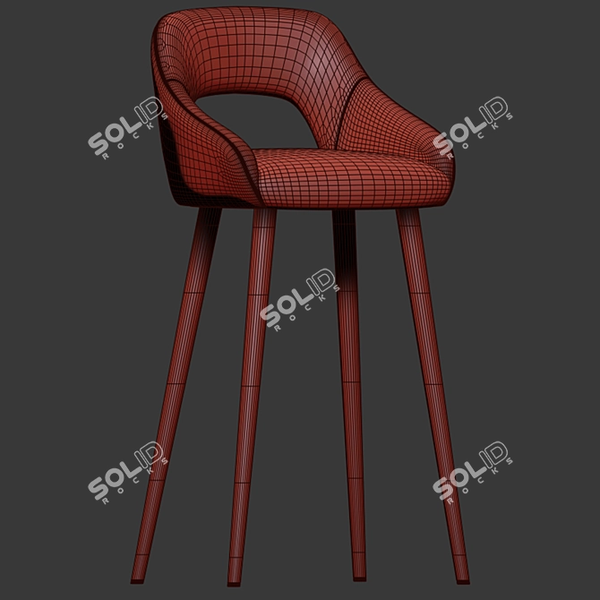 Stylish Lola Fabric Bar Stool 3D model image 3