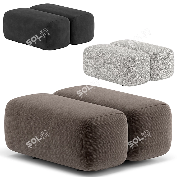 Cozy Caterpillar Pouf with Metal Legs 3D model image 1