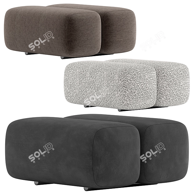 Cozy Caterpillar Pouf with Metal Legs 3D model image 3