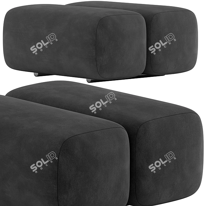 Cozy Caterpillar Pouf with Metal Legs 3D model image 4