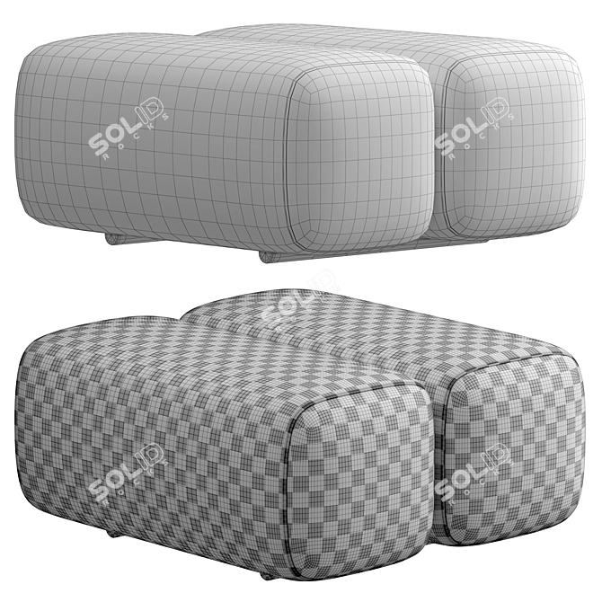 Cozy Caterpillar Pouf with Metal Legs 3D model image 7