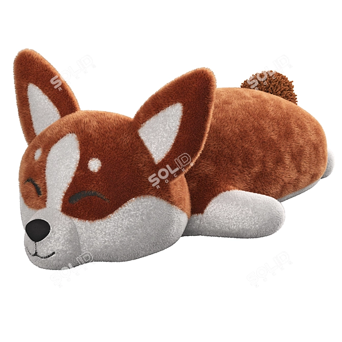 Corgi Plush Toy with Hair Simulation 3D model image 4