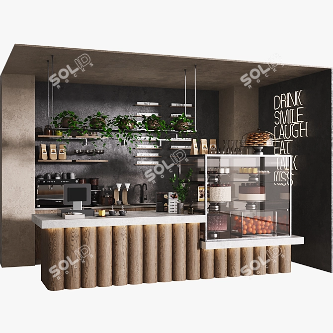 Modern Coffee Shop Setup 3D model image 2