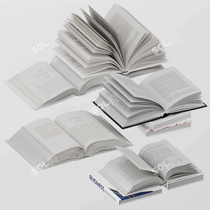 Set of Open and Closed Books 3D model image 2