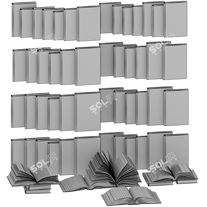 Set of Open and Closed Books 3D model image 5