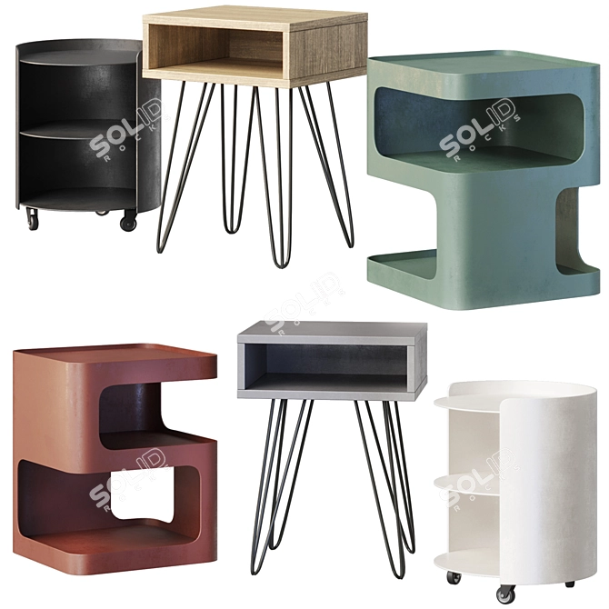 Customizable Bedside Cabinet: Black 3D model image 1