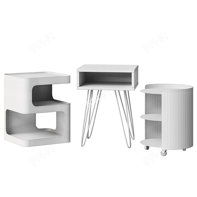 Customizable Bedside Cabinet: Black 3D model image 7