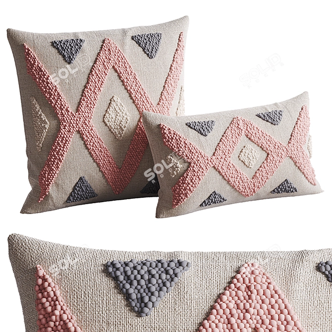 Quartz Cross Lumbar Pillow Set 3D model image 1