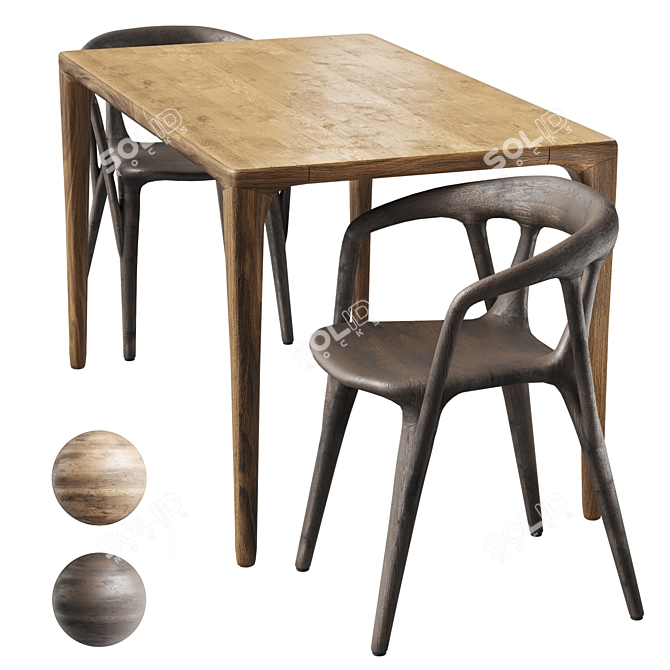 Customizable Elegant Savanna Chair & Lisbon Table 3D model image 11