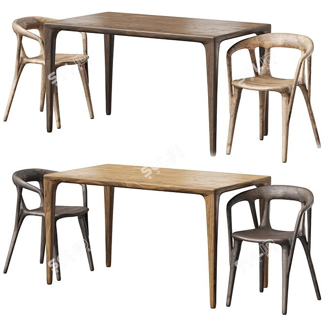 Customizable Elegant Savanna Chair & Lisbon Table 3D model image 12