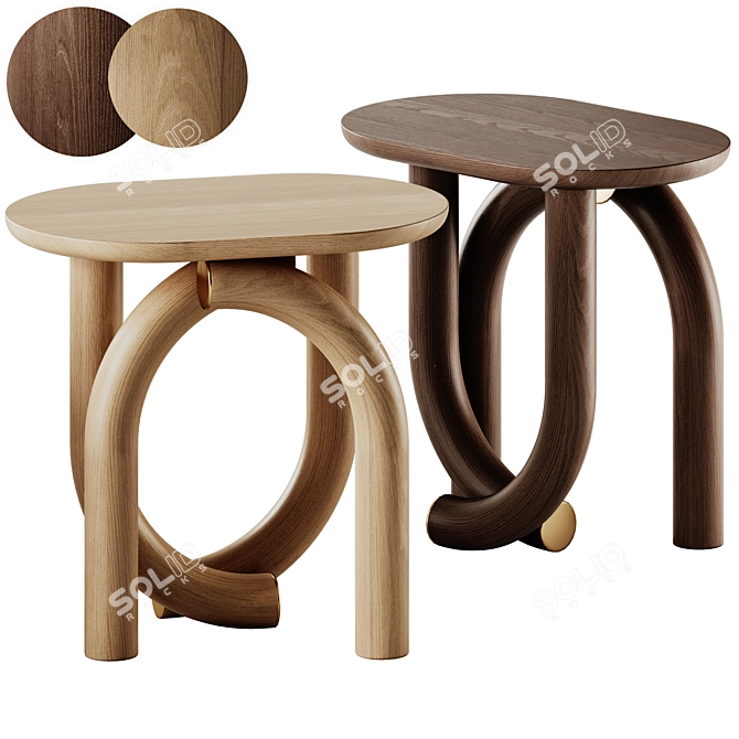 Ame Pearl Oval Wood Table 3D model image 1