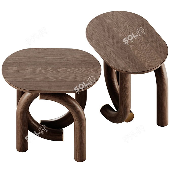 Ame Pearl Oval Wood Table 3D model image 3