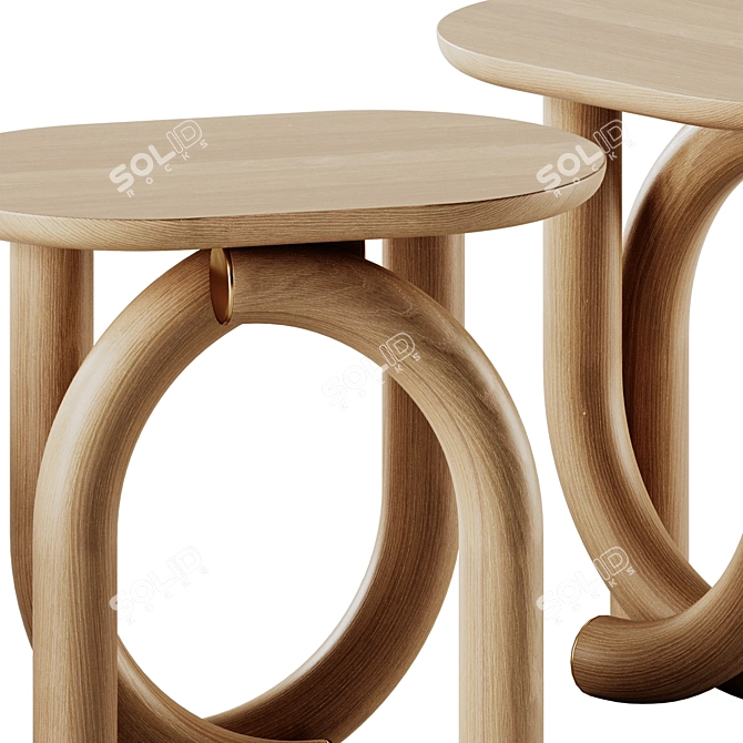 Ame Pearl Oval Wood Table 3D model image 5