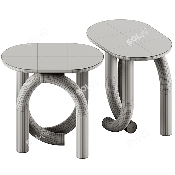 Ame Pearl Oval Wood Table 3D model image 7